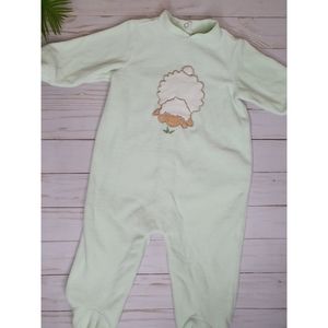 First Impressions Soft Fleece Bodysuit Onesie, Sea Foam Green, Lamb, 6-9 Months